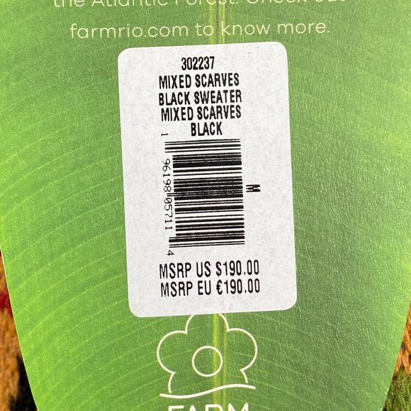 NWT! FARM RIO Mixed Scarves Black Sweater M - Picture 14 of 16